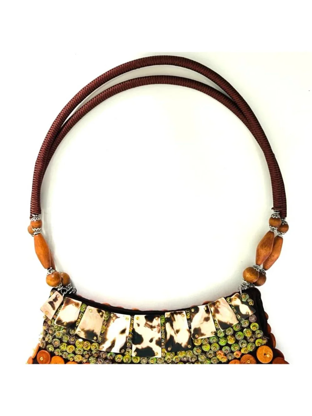 Nicole Lee Collection Beaded Shell and Button Vintage Shoulder Purse Handbag